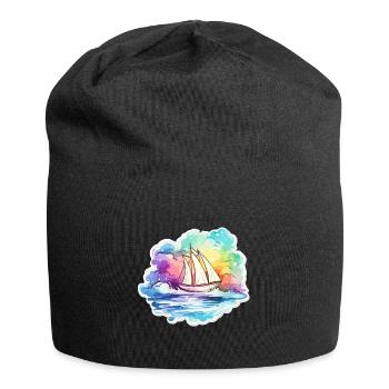 Sailboat - illustration - Jersey Beanie - black - Front