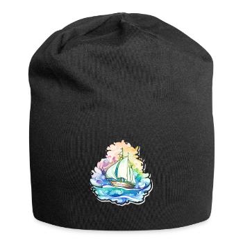 Sailboat - illustration - Jersey Beanie - black - Front