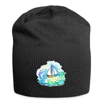 Sailboat - illustration - Jersey Beanie - black - Front