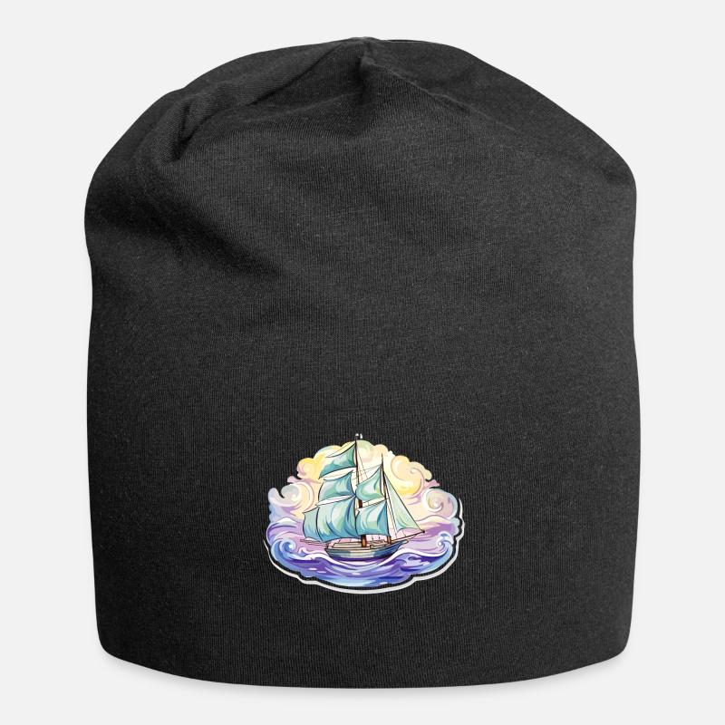 Segelboot - Illustration - Jersey-Beanie - Schwarz