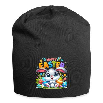 Happy Easter - Easter Bunny Illustration - Jersey Beanie - black - Front