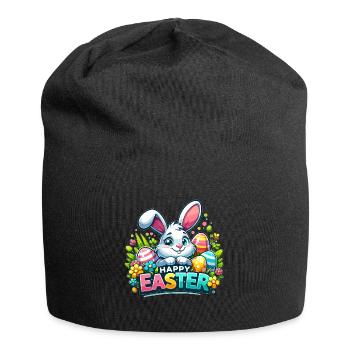Happy Easter - Easter Bunny Illustration - Jersey Beanie - black - Front