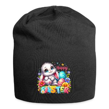 Happy Easter - Easter Bunny Illustration - Jersey Beanie - black - Front