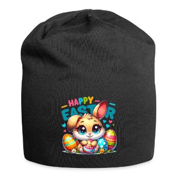 Happy Easter - Easter Bunny Illustration - Jersey Beanie - black - Front