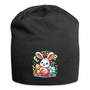 Happy Easter - Easter Bunny Illustration - Jersey Beanie - black - Front