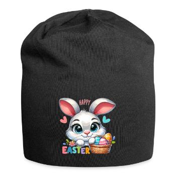 Happy Easter - Easter Bunny Illustration - Jersey Beanie - black - Front