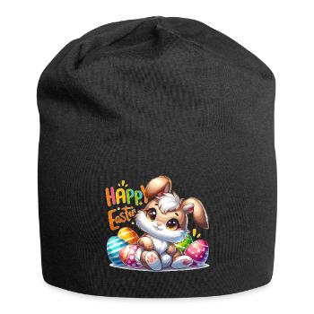 Happy Easter - Easter Bunny Illustration - Jersey Beanie - black - Front
