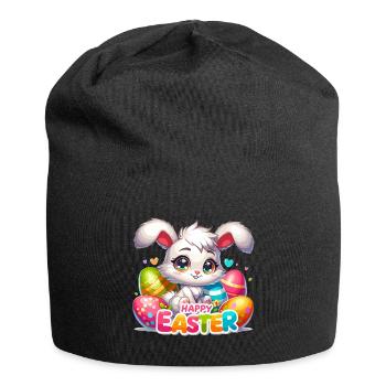 Happy Easter - Easter Bunny Illustration - Jersey Beanie - black - Front