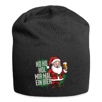 Weihnachtsmann Ho Ho Hol Mir Mal Ein Bier Lustig - Jersey-Beanie - Schwarz - Vorne