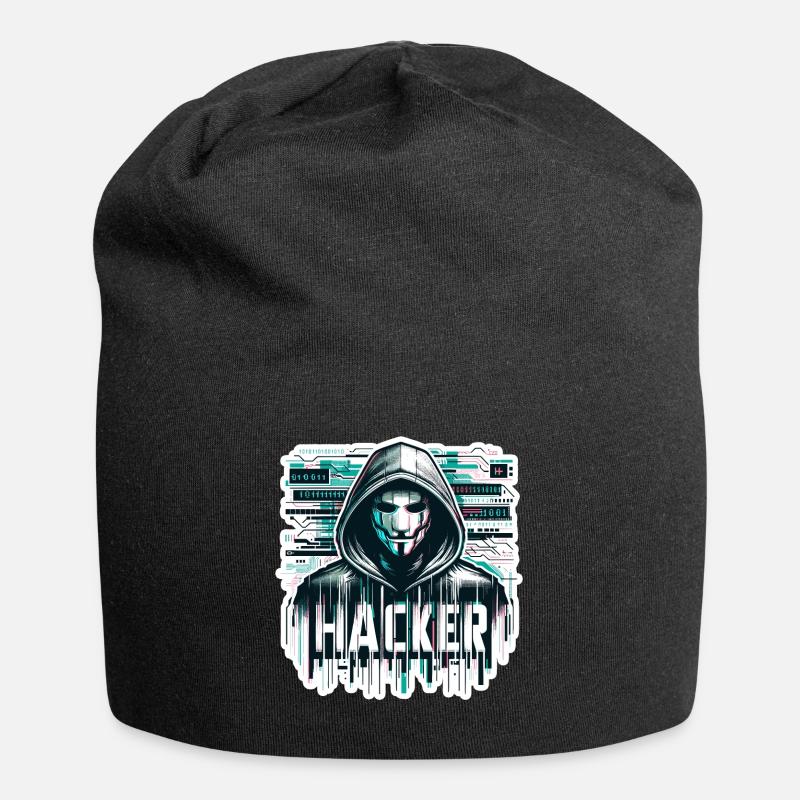 Hacker - Illustration - Jersey-Beanie - Schwarz