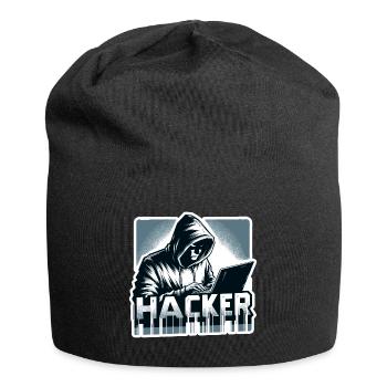 Hacker - Illustration - Jersey-Beanie - Schwarz - Vorne
