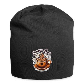 Brew Love - Kaffeetasse Illustration - Jersey-Beanie - Schwarz - Vorne