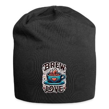 Brew Love - Kaffeetasse Illustration - Jersey-Beanie - Schwarz - Vorne
