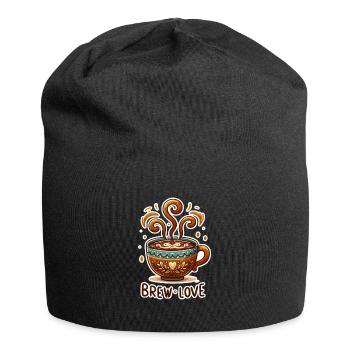 Brew Love - Kaffeetasse Illustration - Jersey-Beanie - Schwarz - Vorne