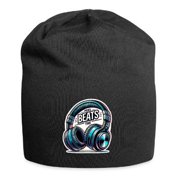 Feel the Beats - Illustration au casque - Bonnet en jersey - noir - Devant