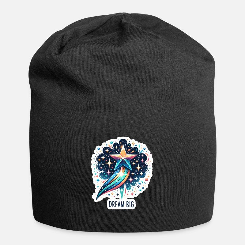 Dream Big - Sternschnuppe Illustration - Jersey-Beanie - Schwarz