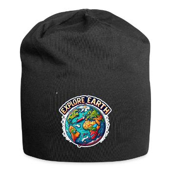 Explorez la Terre - Illustration de la Terre - Bonnet en jersey - noir - Devant