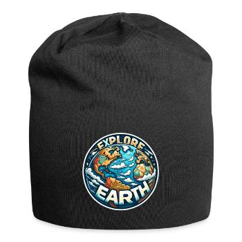 Explorez la Terre - Illustration de la Terre - Bonnet en jersey - noir - Devant