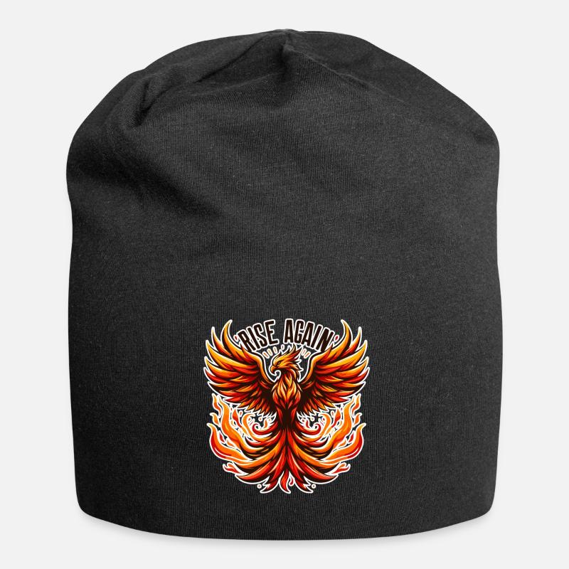 Rise Again - Phönix Illustration - Jersey-Beanie - Schwarz