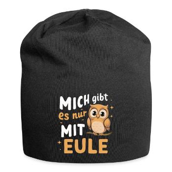 Night Owl Owl Owl Bird - Jersey Beanie - black - Front