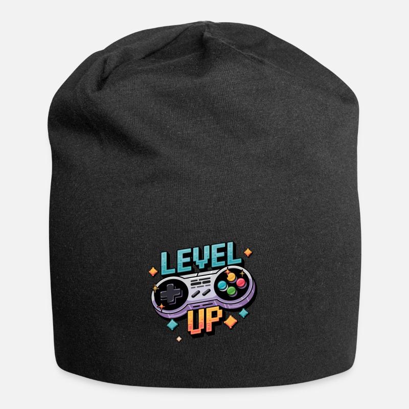 Level Up – Gaming Controller - Jersey-Beanie - Schwarz