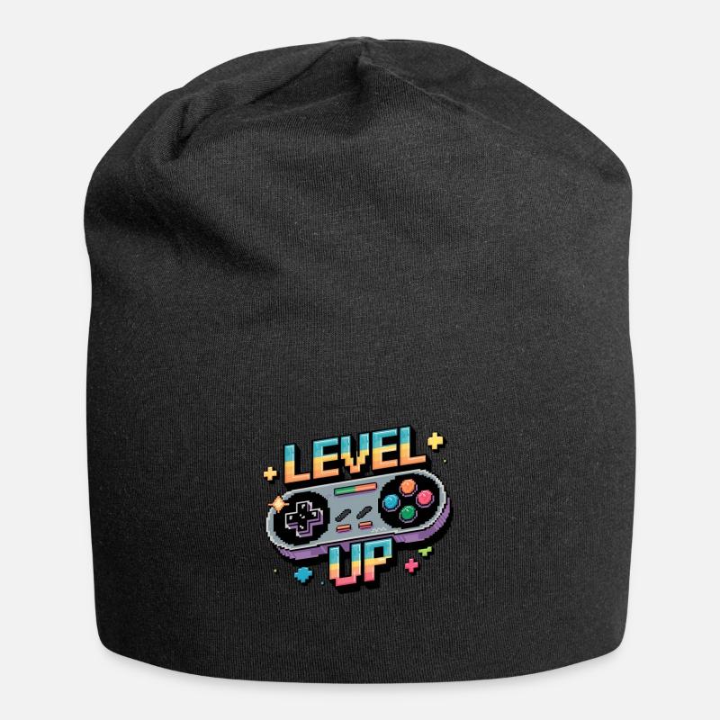 Level Up – Gaming Controller - Jersey-Beanie - Schwarz