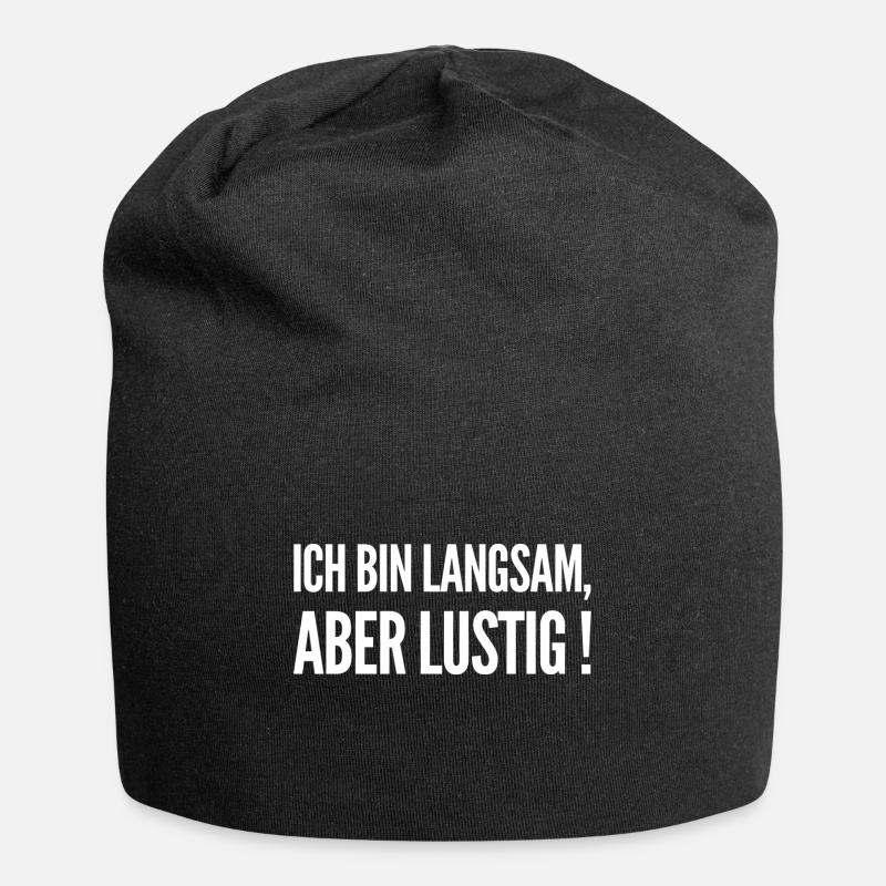Lustiger Spruch - Jersey-Beanie - Schwarz