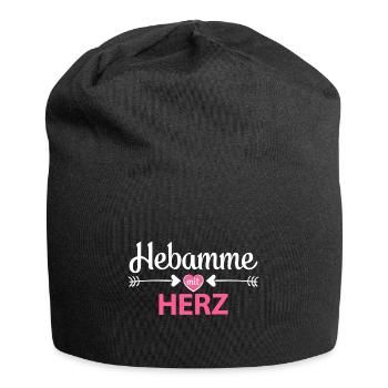 Hebamme Mit Herz Hebammengeschenk Danke Abschied - Jersey-Beanie - Schwarz - Vorne