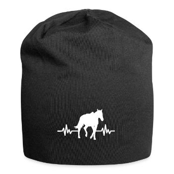 Herzschlag - Pferd Hengst Stute Ross Reitsport - Jersey-Beanie - Schwarz - Vorne