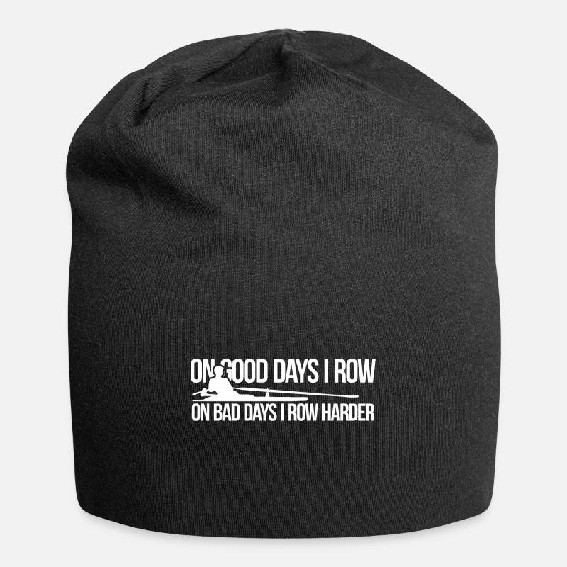 On Good Days I Row On Bad Days I Row Harder Gift - Jersey Beanie - black