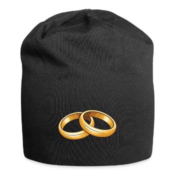 Anneaux de mariage symbole mariage - Bonnet en jersey - noir - Devant
