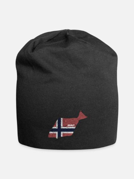 Heilbutt - Angeln in Norwegen - Jersey-Beanie - Schwarz