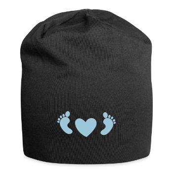 pieds de bébé avec coeur d'amour en bleu - Bonnet en jersey - noir - Devant