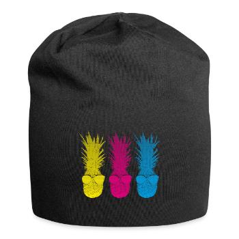 Pop Art Pinapples > Three Neon Colored Fruits - Jersey-Beanie - Schwarz - Vorne