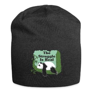 The Struggle Is Real Funny Panda Face Gift - Jersey Beanie - charcoal grey - Front