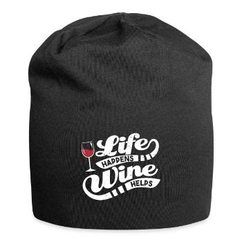 La vie arrive Le vin aide au don - Bonnet en jersey - noir - Devant