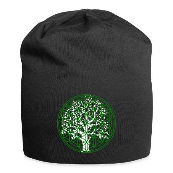 Fleur de vie avec arbre - Bonnet en jersey - noir - Devant