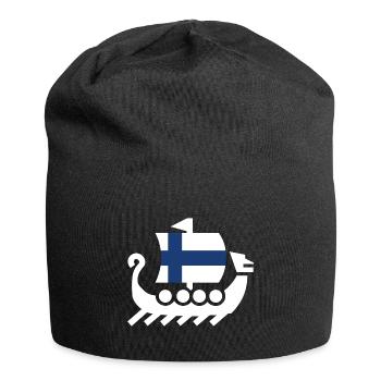 Finland National Colors Drakkar Ship Gift - Jersey Beanie - black - Front