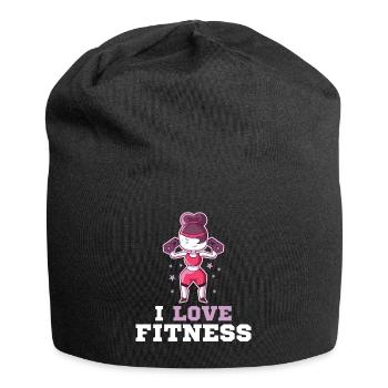 fitness woman love - Jersey Beanie - black - Front