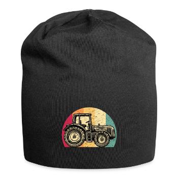 Traktor Bauer Landwirt Farmer Retro Look Geschenk - Jersey-Beanie - Schwarz - Vorne