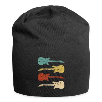 E-Gitarre Vintage Geschenk - Jersey-Beanie - Schwarz - Vorne