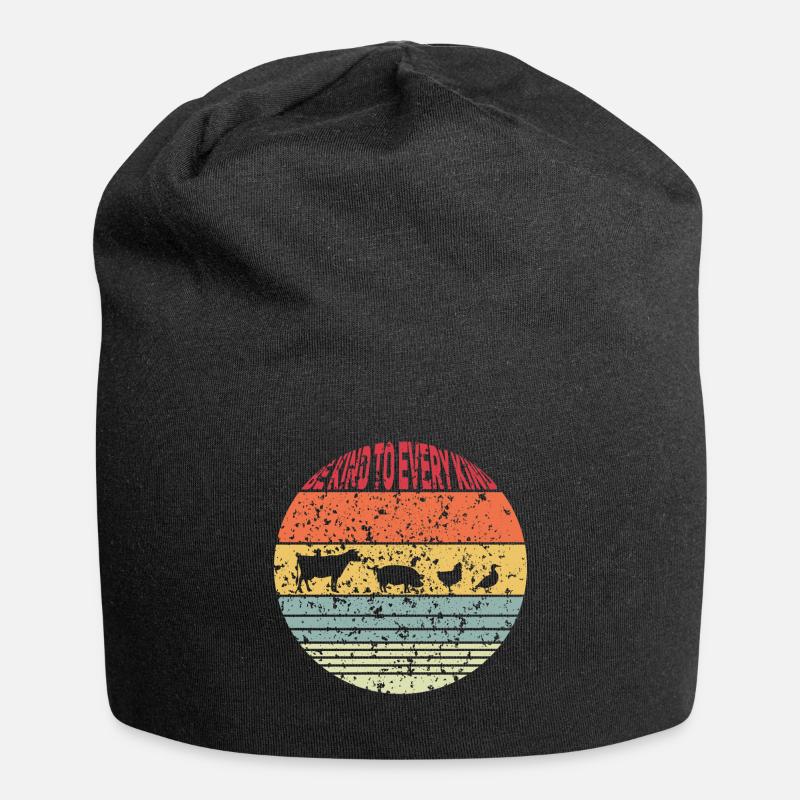 Tierschutz Spruch be kind to every Kind Geschenk - Jersey-Beanie - Schwarz