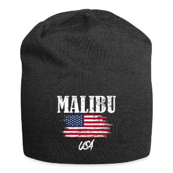 USA Fahne Malibu Urlaub Sommer Geschenk - Jersey-Beanie - Anthrazit - Vorne