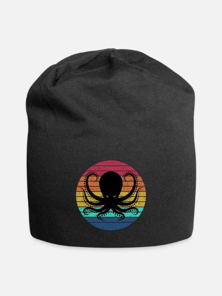 Octopus retro octopus octopus - Jersey Beanie - black