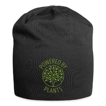Powered by Plants Vegan Geschenk - Jersey-Beanie - Schwarz - Vorne