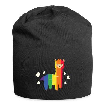 Regenbogen Buntes Alpaka LGBT Geschenk - Jersey-Beanie - Schwarz - Vorne