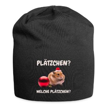 Hamster Weihnachten Plätzchen Weihnachtsgeschenk - Jersey-Beanie - Schwarz - Vorne