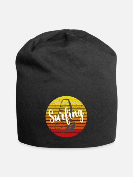 Vintage Surfing Windsurfer - Jersey-Beanie - Schwarz