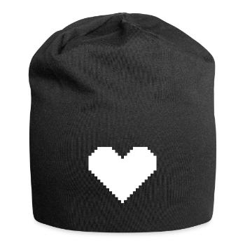 Pixel coeur blanc - Bonnet en jersey - noir - Devant