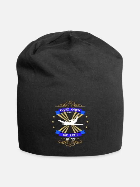 Propellerflugzeug ganz oben wird die Luft dünn - Jersey-Beanie - Schwarz